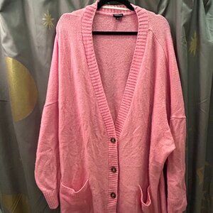 Torrid Bubblegum Pink 5X Oversized Button Down Cardigan w. Pockets Barbiecore